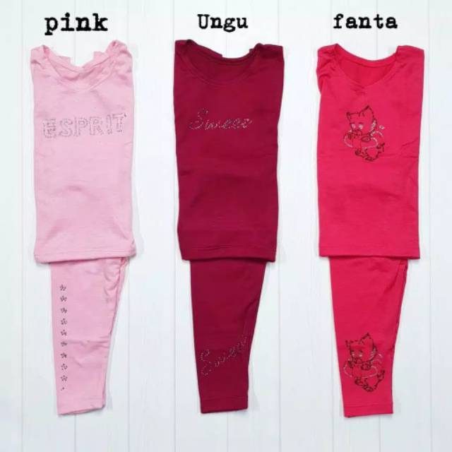 Baju setelan legging anak spandex  umur 1 - 5 tahun / Baju setelan murah / Spandex