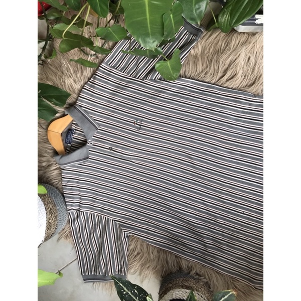 Kaos Kerah Stripe Kalem Size (XL) PL Second Keren