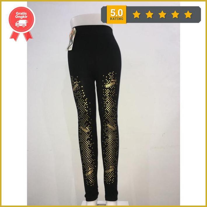 Celana Senam Wanita-Celana Olah Raga Wanita-Celana Legging Hitam - Kuning Promo