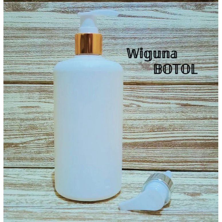 Botol Pump 500ml HDPE / Botol Handshop 500ml / Botol HDPE 500ml Tutup Pump Lotion Ring Alumunium