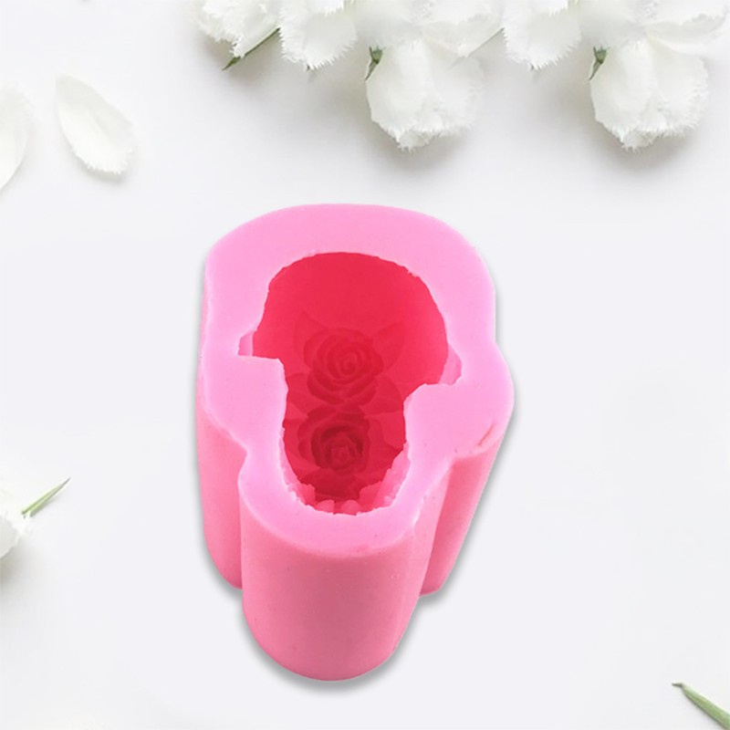 Glitter 3D Rose Skull Epoxy Resin Mold Home Decoration Ornaments Silicone Mould DIY Crafts Candle Casting Mold