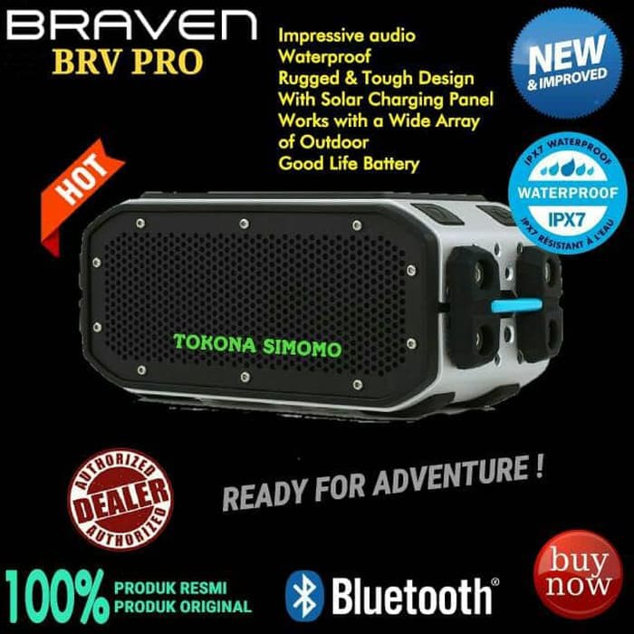 PROMO BRAVEN BRV PRO Solar Panel - Portable Waterproof Bluetooth Speaker MURAH