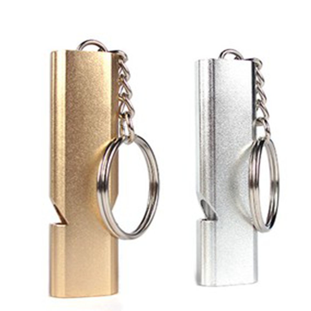 【COD Tangding】Outdoor Survival Whistle High Decibel Double Pipe Whistle Stainless Steel Alloy Keychain Cheerleading Emergency Multi Tool