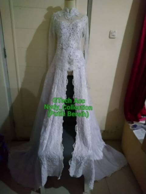 Gaun Kebaya Pengantin Putih Full Payet Ekor Bridal