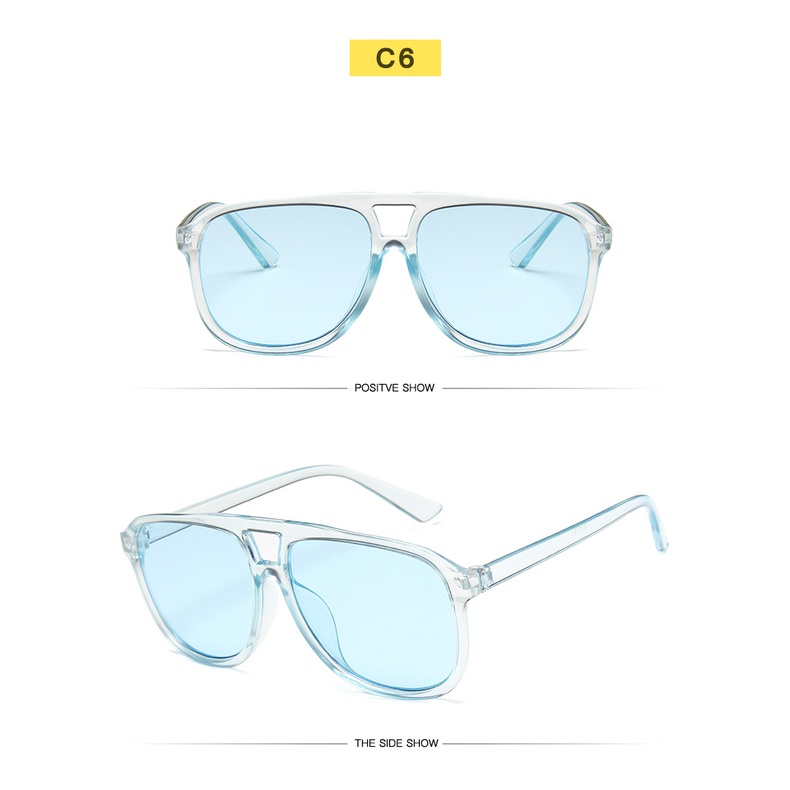 Kacamata Hitam Lensa Persegi Oversize Warna Permen Gaya Retro Untuk Pria Dan Wanita