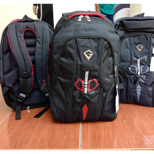 Tas Ransel Pola Garzzel Embos Bagian Punggung Belakang/Tas Ransel Cowok free Rain cover/Pola Garzzel