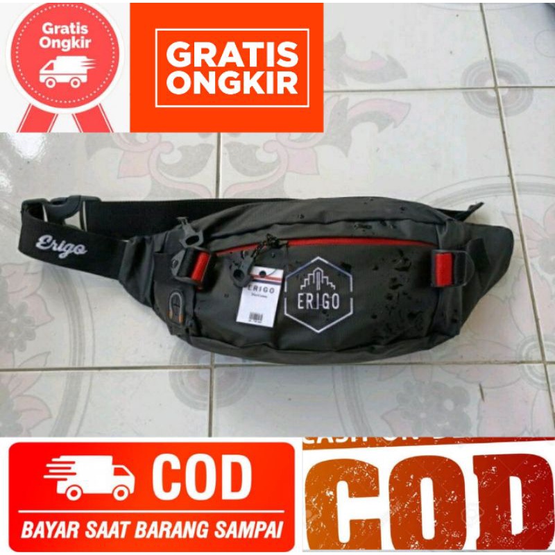 Erigo Waistbag Pria Waterproof Allsize Selempang Cowok Anti Air Sling Bag Cowo Water Remove Semua Uk