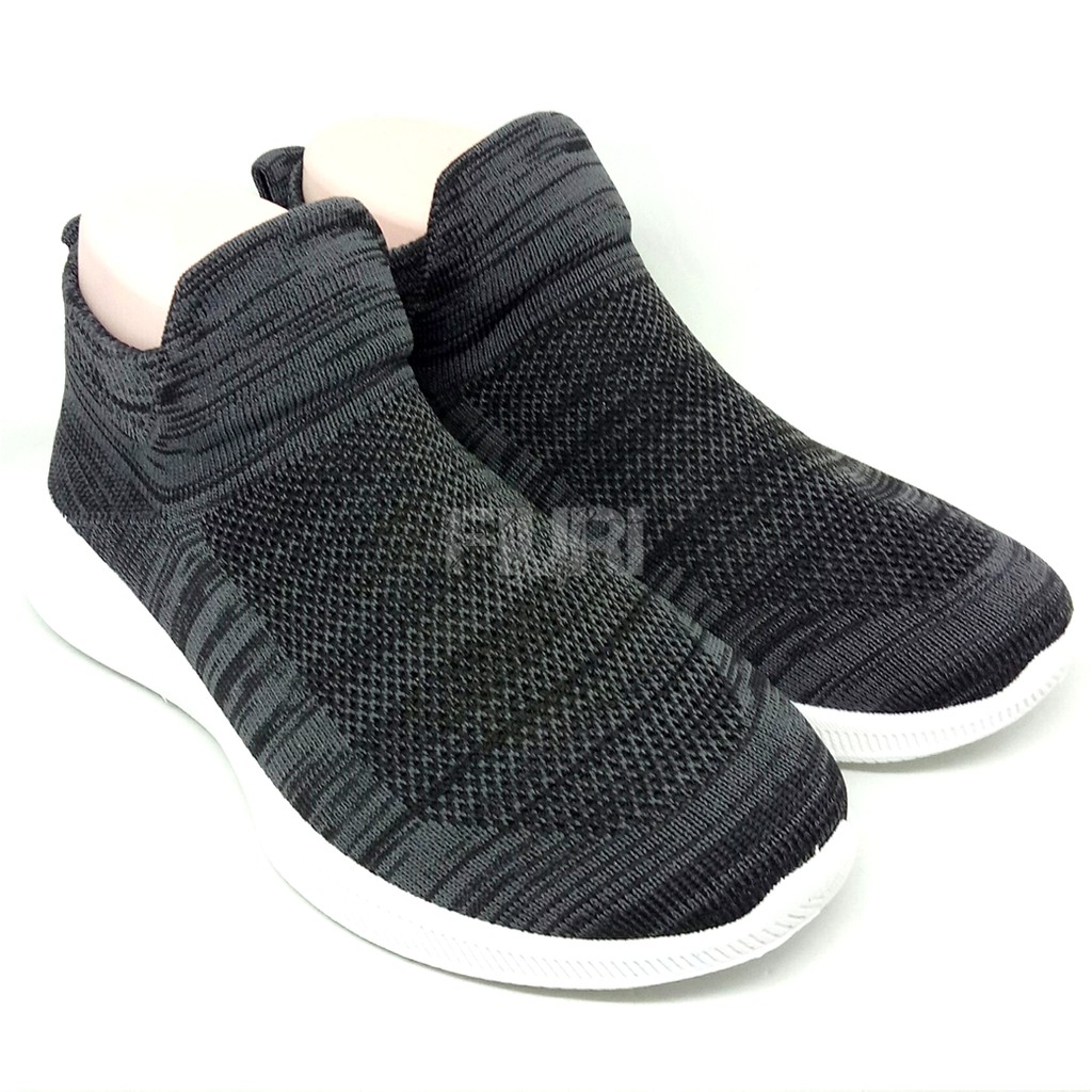 FIURI - Ando Original - Colby 37-40 Hitam Putih - Sepatu Kets Wanita - Sepatu Olahraga Lari Wanita - Sepatu Sekolah - Sepatu Kaos Kaki Ando - Sepatu Sneakers Kuliah Senam Gym Jogging Sport Wanita - Sepatu Casual - Sepatu Knit Rajut Slip On -Fashion Wanita