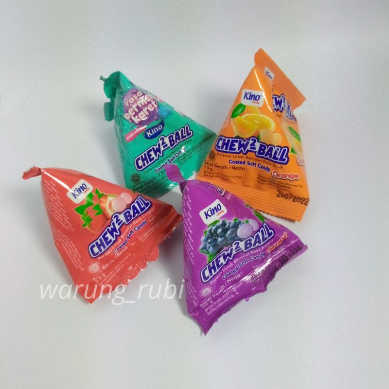 Chew Chew Ball Permen 7 gram, Harga 1pcs. Cemilan Makanan ringan Jajanan Jadul Lunak Bersalut rasa M
