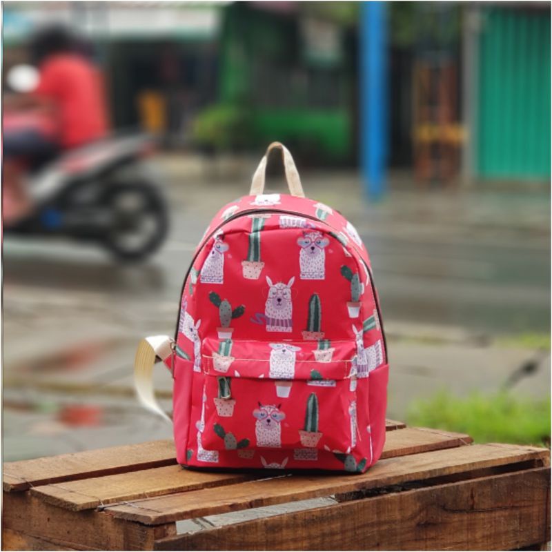 Ransel Wanita Nilon Motif Fashion Tas Sekolah Siswa untuk Remaja Perempuan Ransel Wanita Warna Polos Kualitas Tas Buku Travel Santai