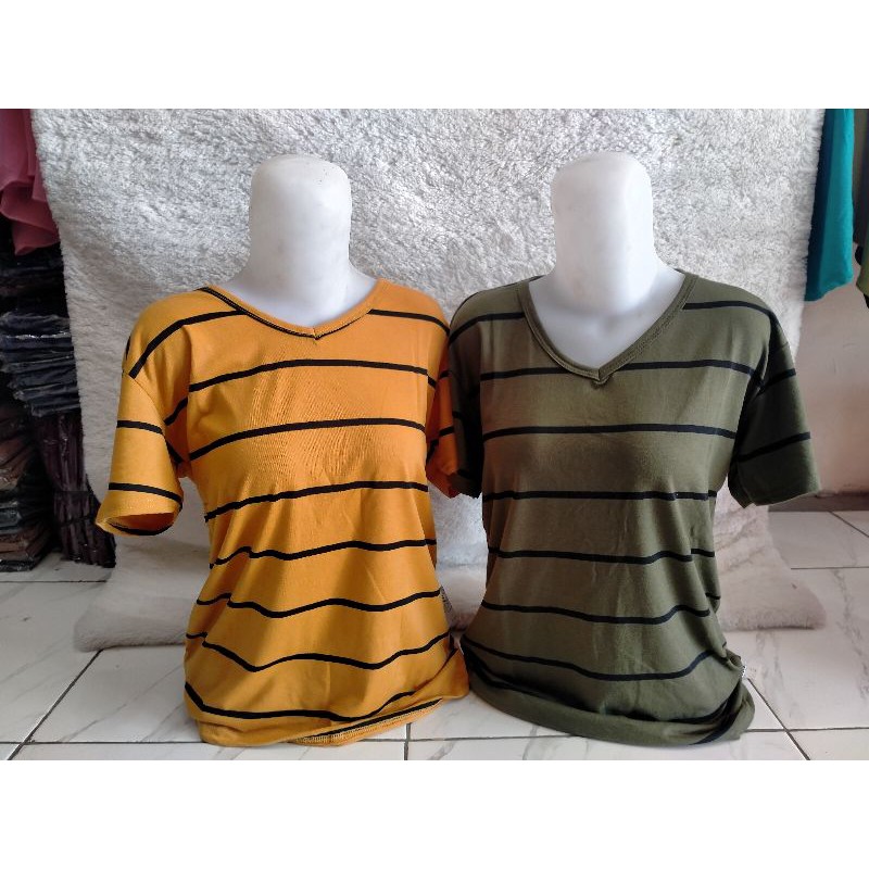 Kaos Wanita Salur Lengan Pendek Eles Premium