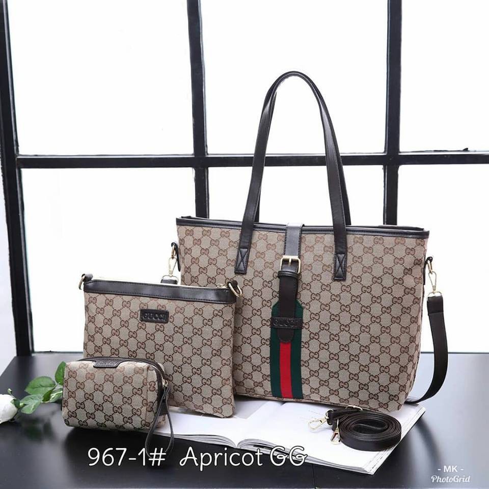 Gucci Canvas Tote Bag 3in1 #967-1