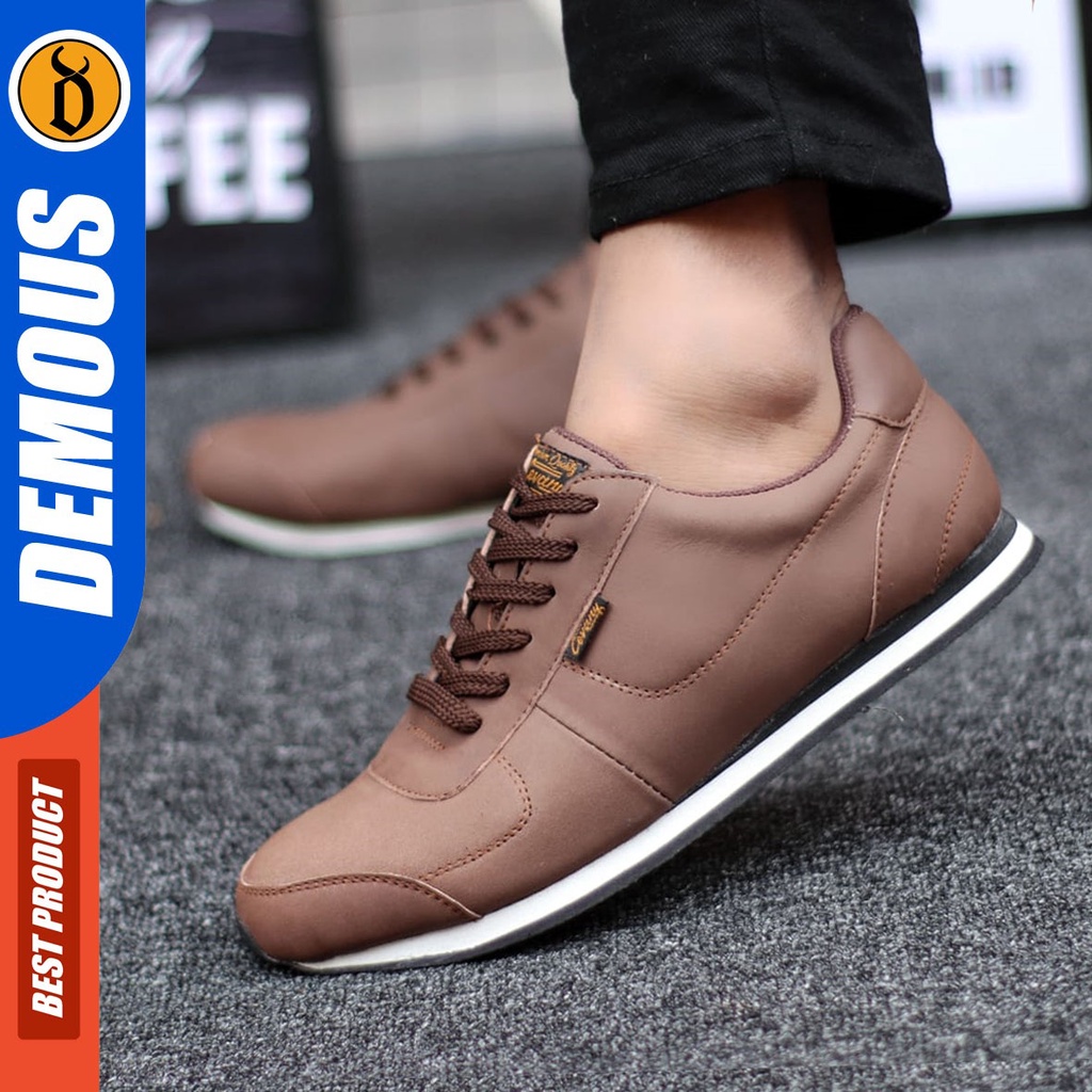 DEMOUS Morley - Sepatu Casual Sneakers Tali Pria Kulit Asli