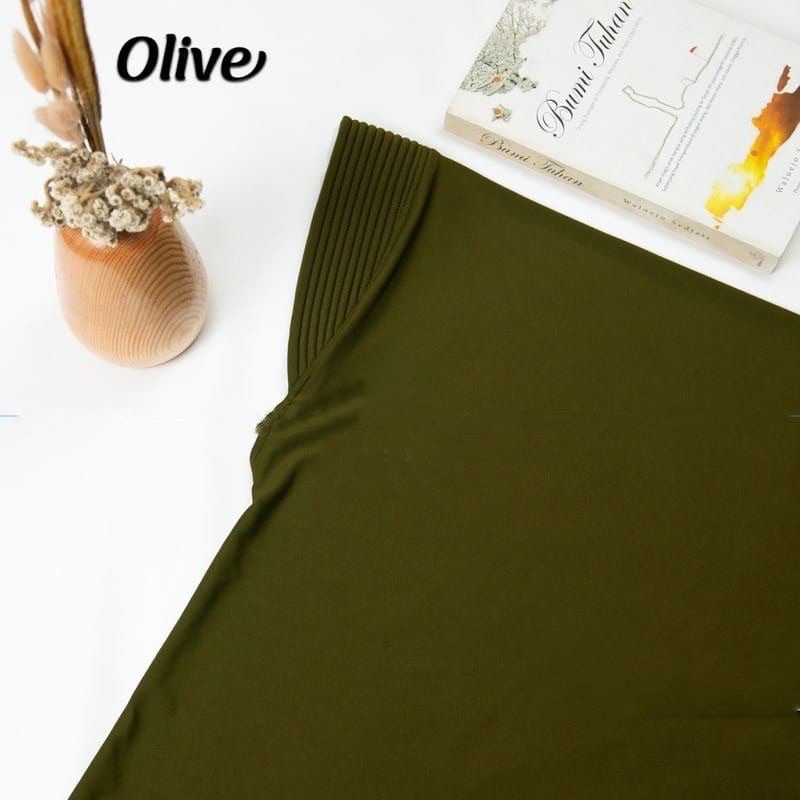 Bergo Hamidah ( ORI ) / Bergo Jersey Menutup Dada / Hijab Instan Jersey-Dark olive