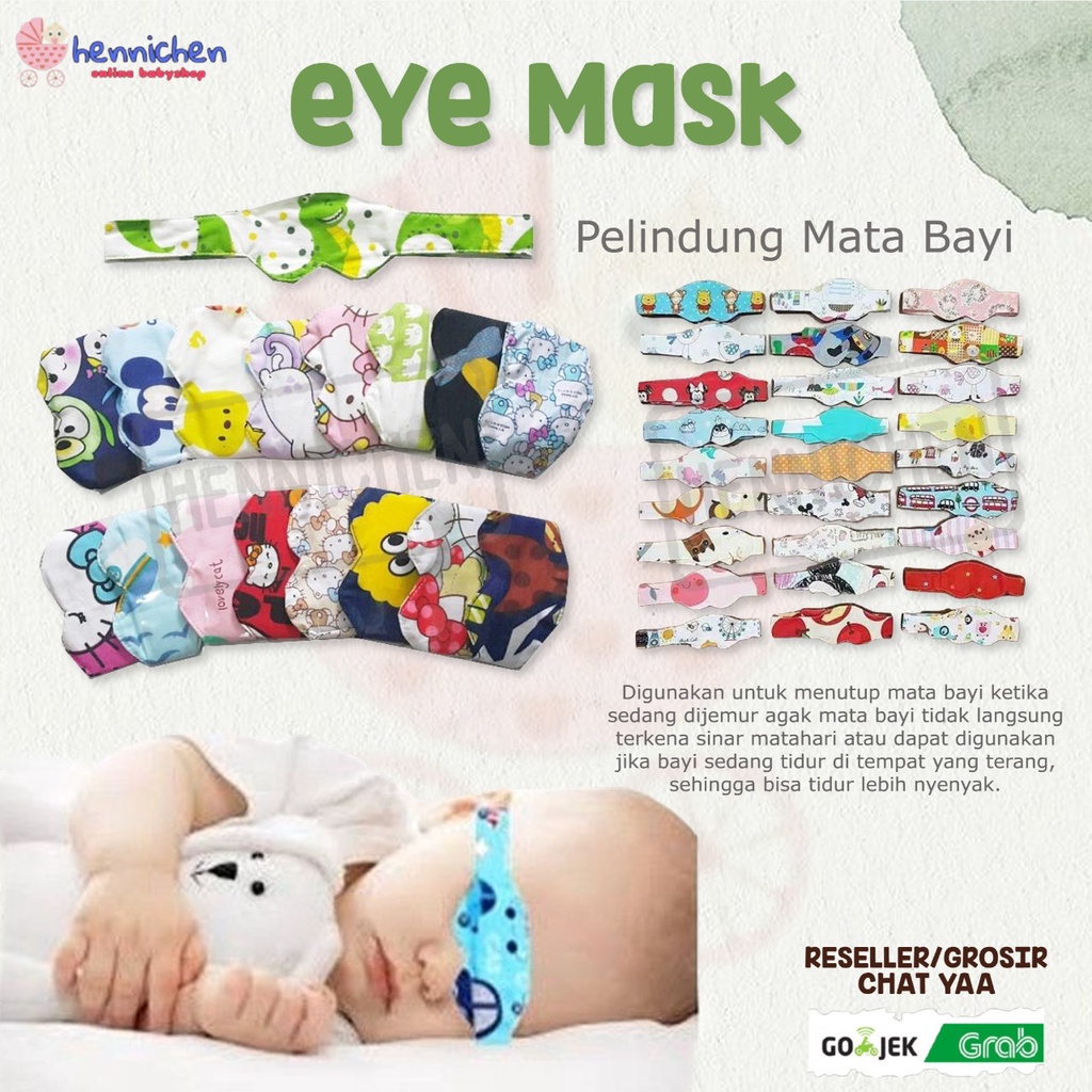 Penutup Mata Eye Mask / Pelindung Mata Bayi / Kacamata Jemur Bayi Motif Random