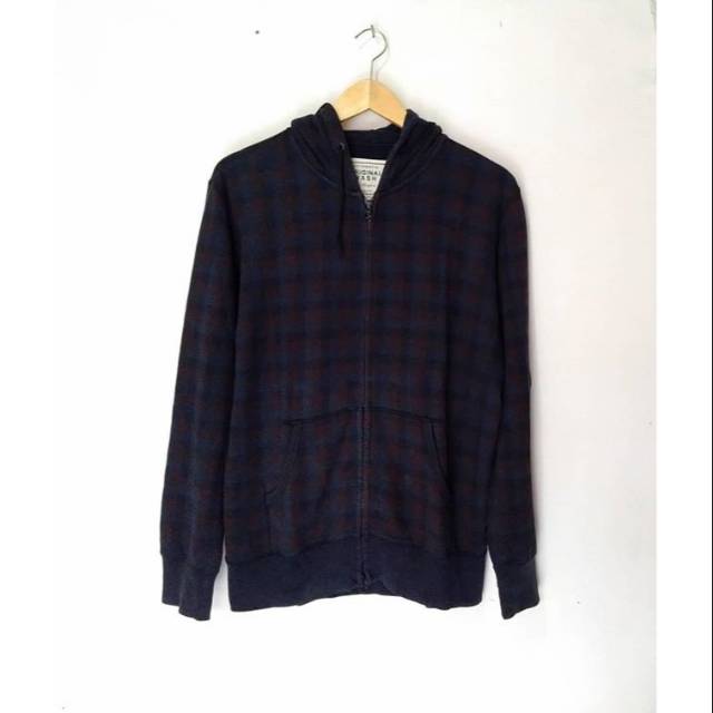 Zipper Hoodie Uniqlo Tartan Second Original