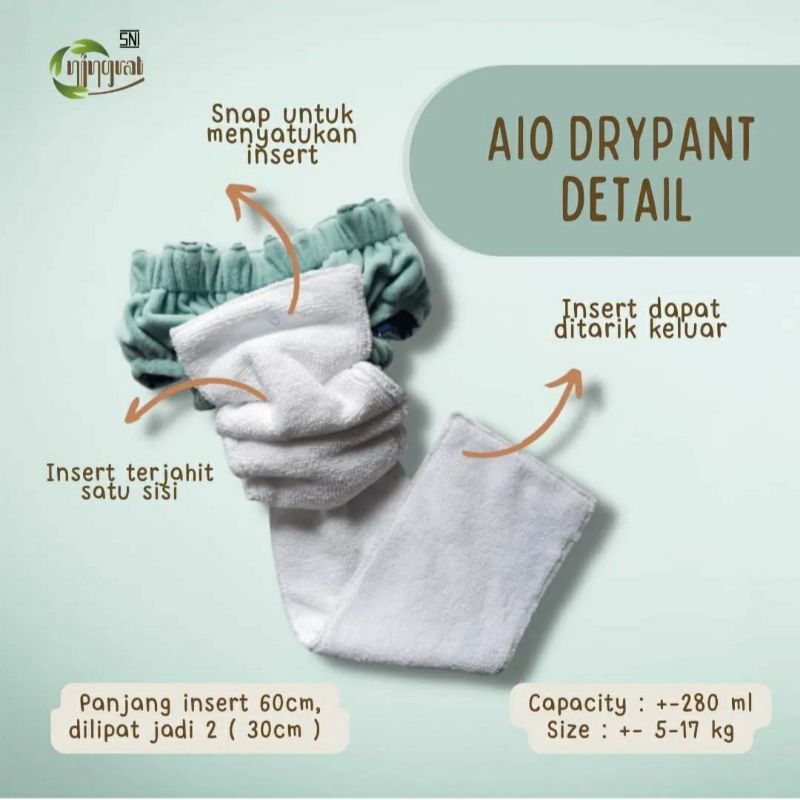 Popok Kain Clodi Ningrat DRYPANT Reguler AIO pant Full motif 4-15kg Popok Cuci Ulang Bayi Anak Clody Klodi celana dalam anak bayi