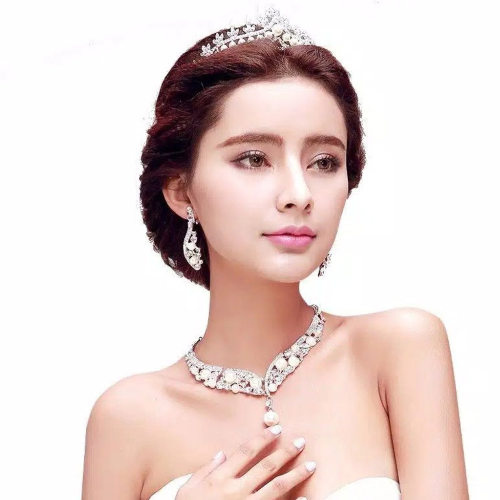 Tiny Crown Mutiara Putih - Hiasan Hijab / Aksesories Rambut Pengantin / Kepala - Mahkota Elegan