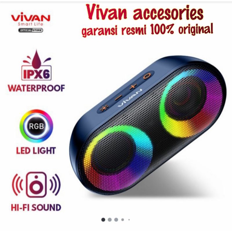 VIVAN Speaker Bluetooth VS16 TWS 10W Super Bass IPX6 Waterproof RGB Light Rhyme Garansi Original Resmi