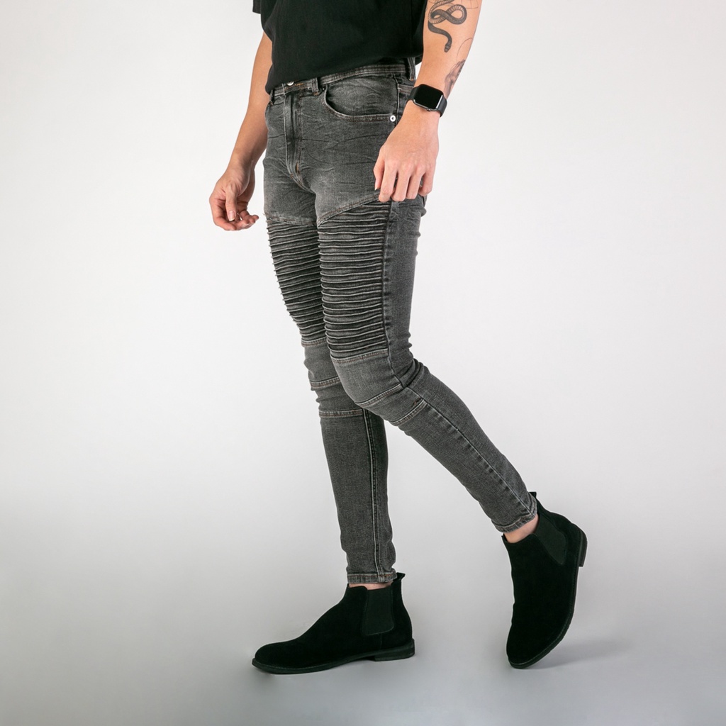 UNITEDJEANS - Celana Jeans Pria Bahan Stretch Denim - Biker Jeans - Misty Grey - (UJB-11)