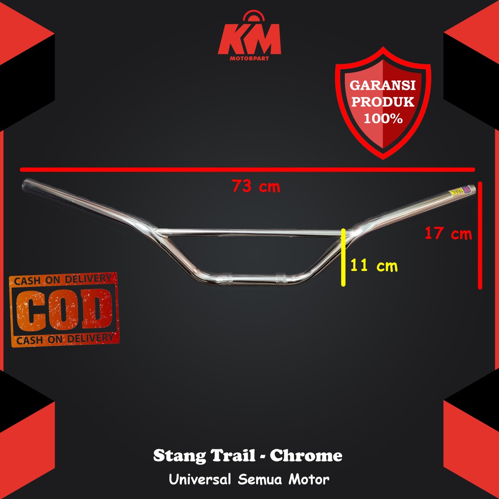 Stang Trail Variasi Stir Setang Motor Universal Racing Tinggi 17 cm Panjang 73 cm Cocok ke Ninja R15