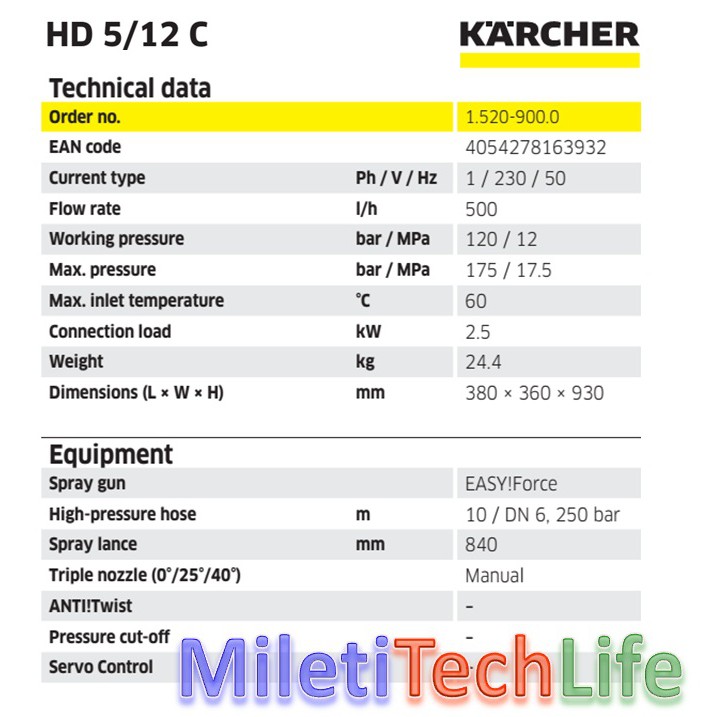 Karcher HD 5-12 C High Pressure Cleaner