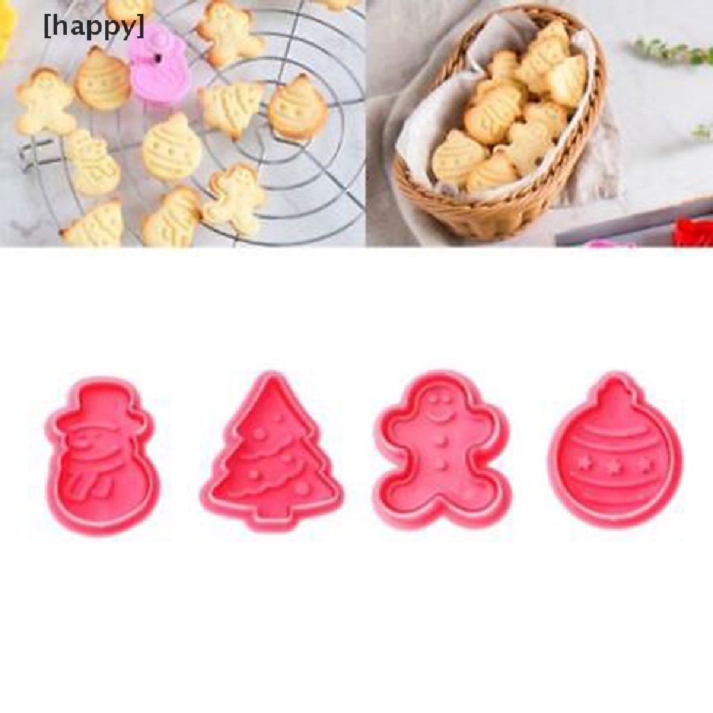 4 Pcs Cetakan Kue / Biskuit / Fondant Motif Natal