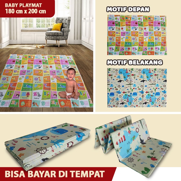 SHIMANO Matras Karpet Tikar Foam Playmat Lipat Bayi Motif Anak Printing Tebal 200cm x 180cm