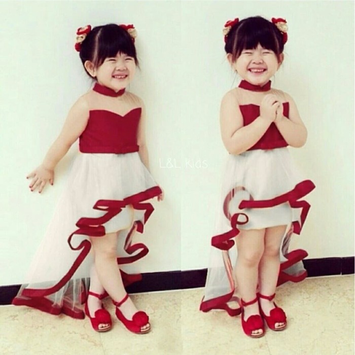 Dress Untuk Anak Perempuan Umur 2 4 Tahun Desain Lucu Baju Anak Cewek Kd 051 Mermaid Merah Shopee Indonesia