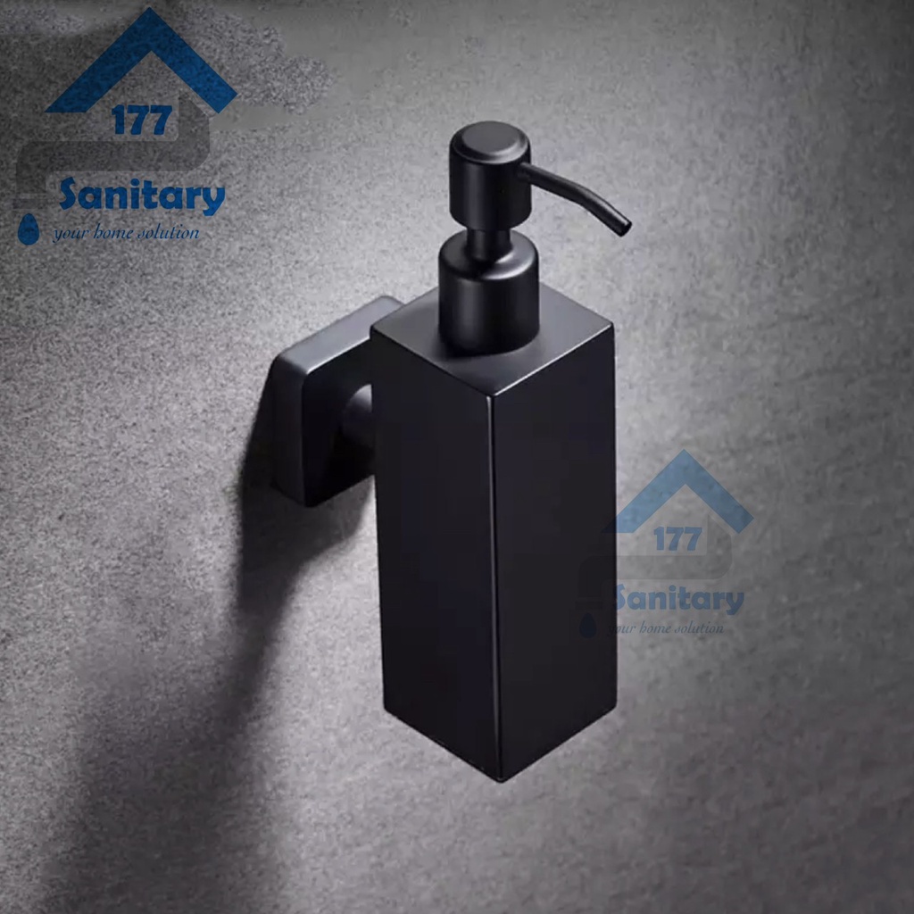 Tempat sabun cair BOTOL HITAM stainless 350ml B35-dispenser soap 350 ml sus304 stenlis minimalis tebal kotak