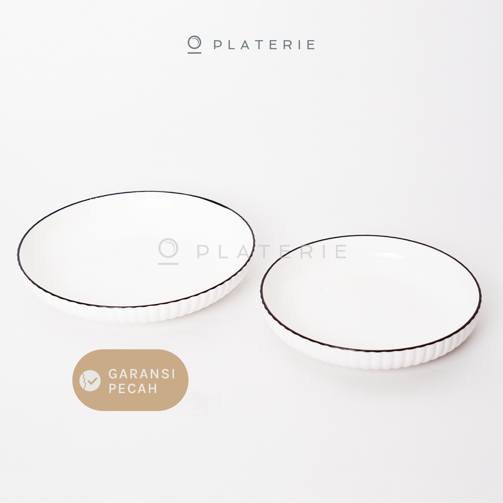 Platerie Piring Porcelain Embossed Plate 7/8 Inch Textured White-6