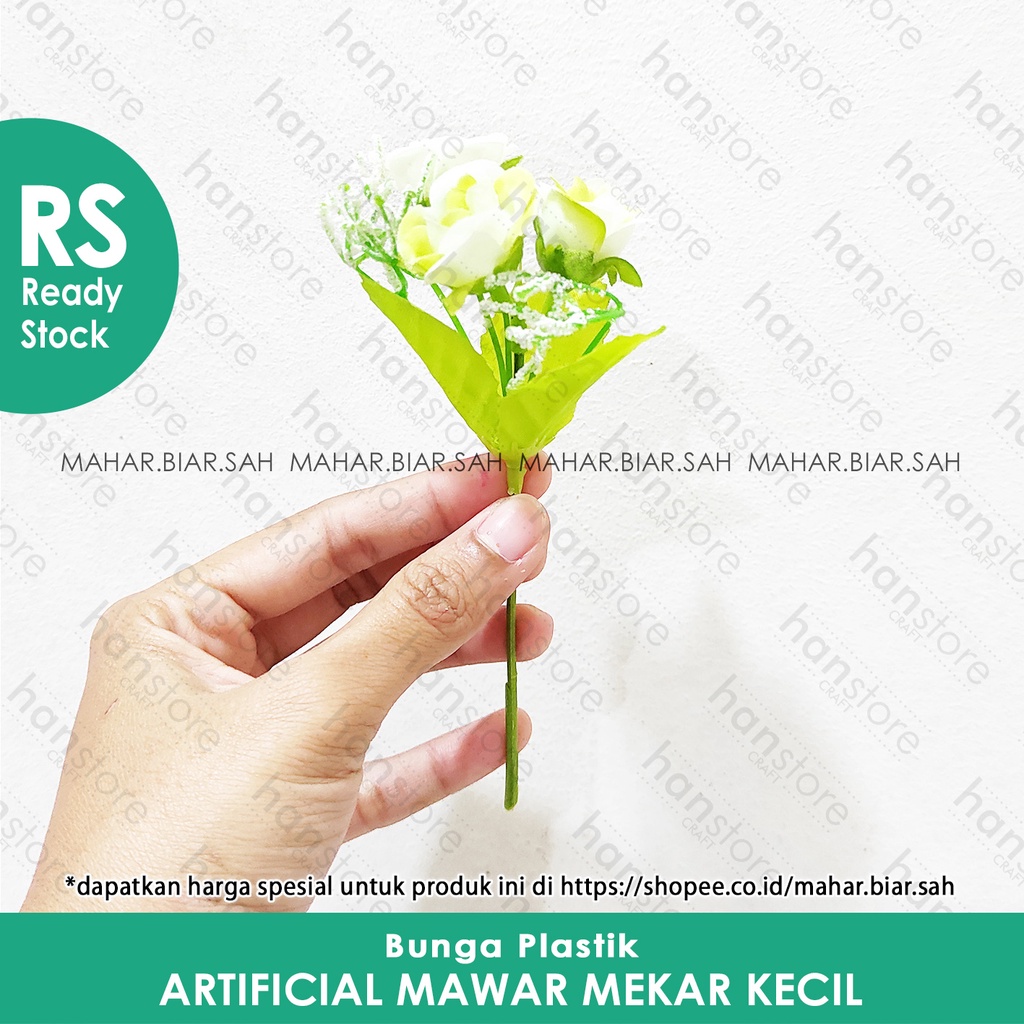 1 Pcs Bunga Artificial Mawar Mekar Kecil / bunga dekorasi mahar / bunga plastik / SHABBY / Dekorasi-4