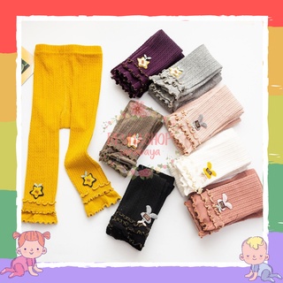 (LG B) Legging Anak Bayi Perempuan Tebal Import Ruffle Bunga Bintang Kelinci