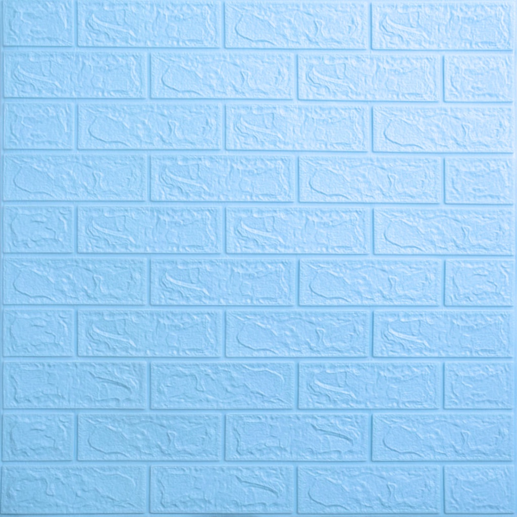 Wallpaper Foam/Wallfoam Stiker Dinding Kamar 3D Emboss High Quality Motif Bata Anak-Anak-Ice Blue