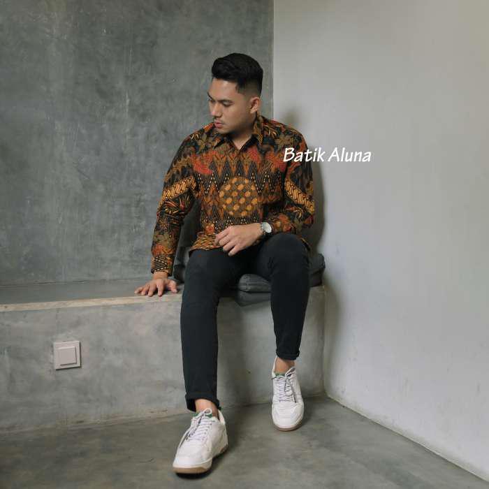 Batik Pria Lengan Panjang Batik Cowok Pria Modern Batik Slimfit Premium Pria Batik Solo Gba 098