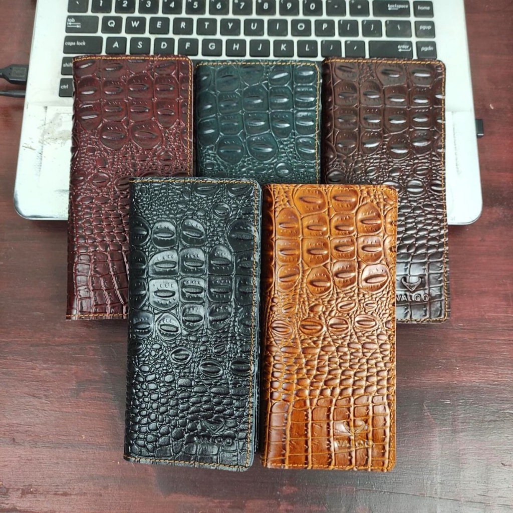 Dompet panjang LEON motif buaya bahan Kulit sapi asli Cewek Cowok Pria Wanita Laki Perempuan - Originale Leather Wallet