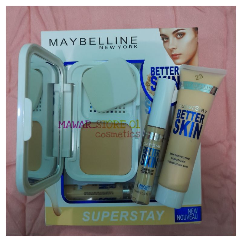 Paket Make Up Set SuperStay Better Skin 3 in 1 Bedak Foundation Conceale