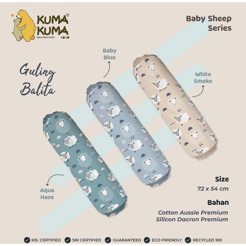 KUMA KUMA - GULING BALITA (72cm x 54cm) NEW MOTIF / RILAKKUMA / Sheep series / bread and butter blue / adem / dingin / bahan premium / cotton ausie / katun impor
