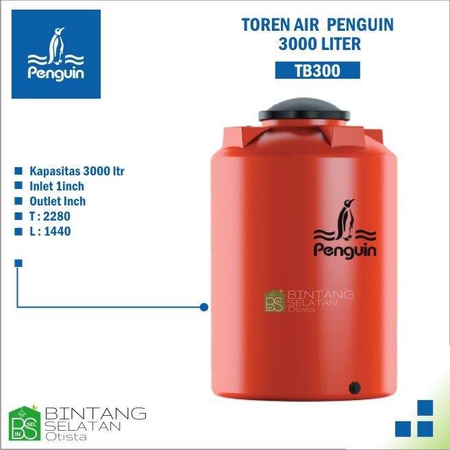 TOREN AIR  TANK PENGUIN TB 300 ORI 3000 liter PENGUIN