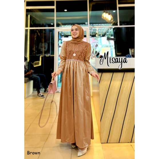 Misaya Maxy, GAMIS CANTIK MODIS FIT XXL LD 112 BAHAN BROCADE CORNELLY KOMBI MAXMARA VELVET MIX TILE DOT TERMURAH