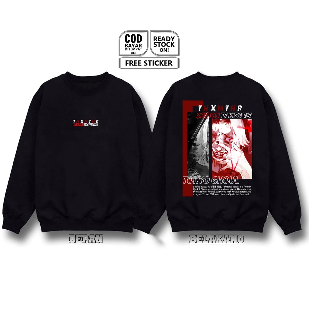 SWEATER SEIDOU TAKIZAWA TOKYO GHOUL BAJU JEPANG JAPAN CULTURE ANIME MANGA ARIMA KOUSUKE KOUTAROU KISHOU TATARA KEN KANEKI ETO SIGN CLOTH