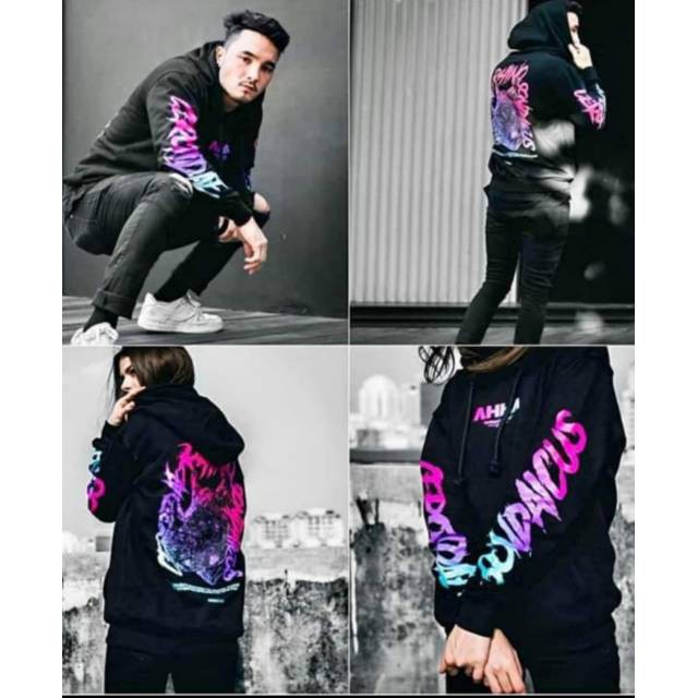 Jaket AHHA Hoodie Wayang Fleece Tebal Big Size L XL XXL