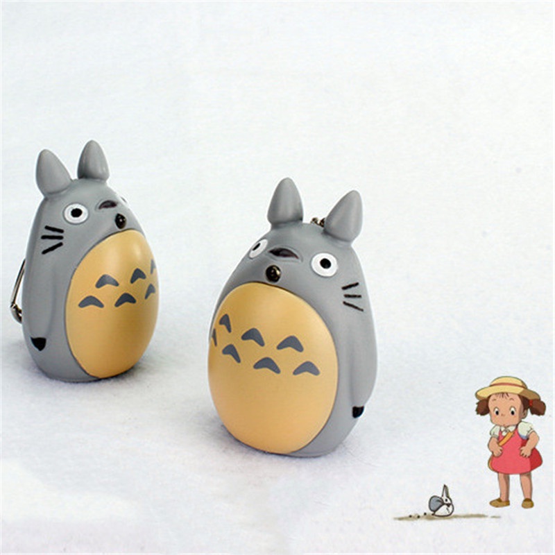 1pc Gantungan Kunci Action Figure Anime Spirited Away Totoro Dengan Lampu LED + Suara