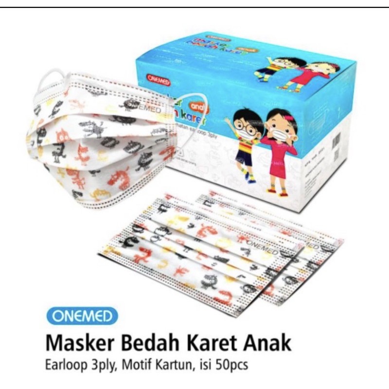 Masker Medis Surgical 3ply anak merk Onemed