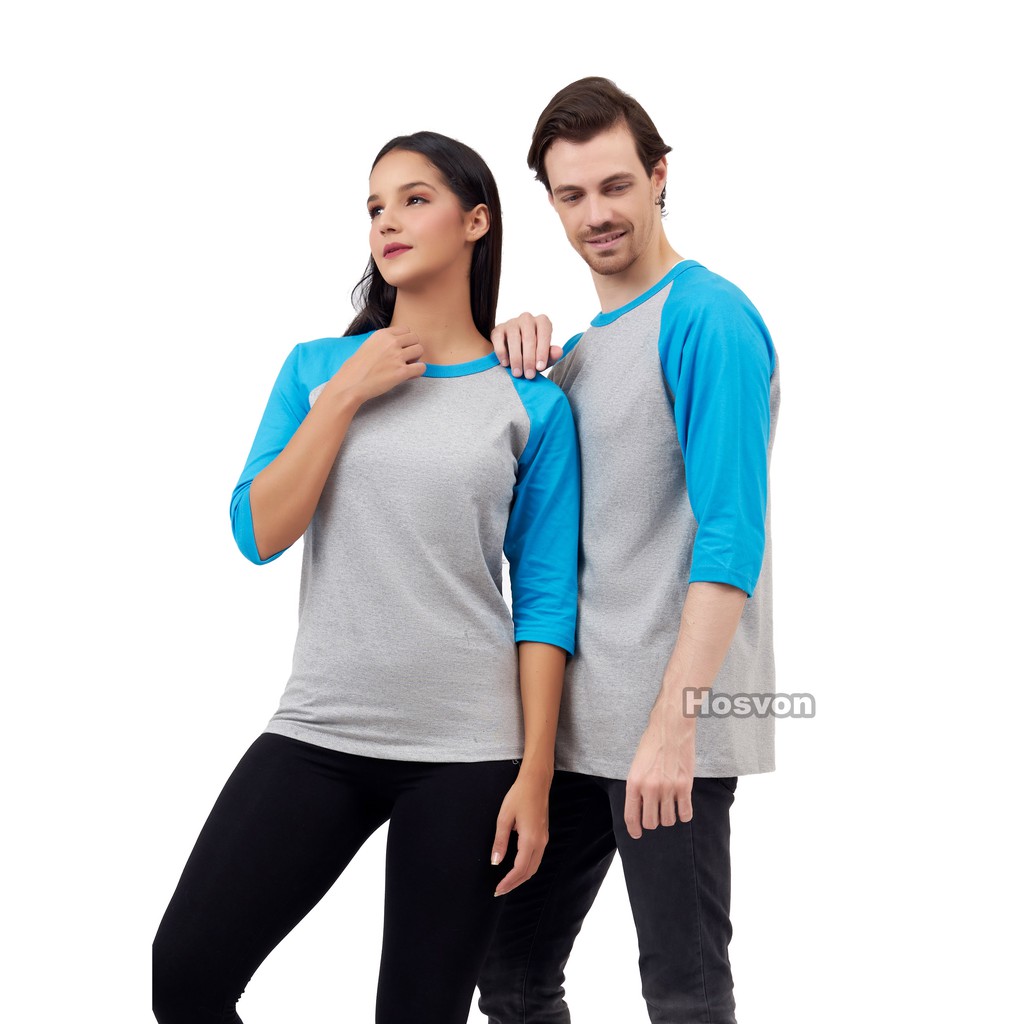 ABU MISTY - TURKIS Raglan Lengan 3/4 COTTON COMBED 20s (PRIA &amp; WANITA)