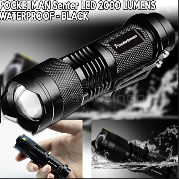 Senter Pocketman Led 2000 Lumens Waterproof-Black