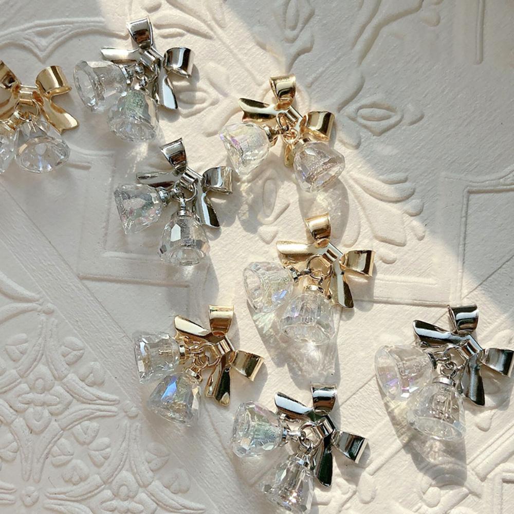 AUGUSTINA Agustina Tahun Baru Nail Art Charms Halus Kristal Bell Liontin Manicure Drills Shiny Nail Chains Jewelry