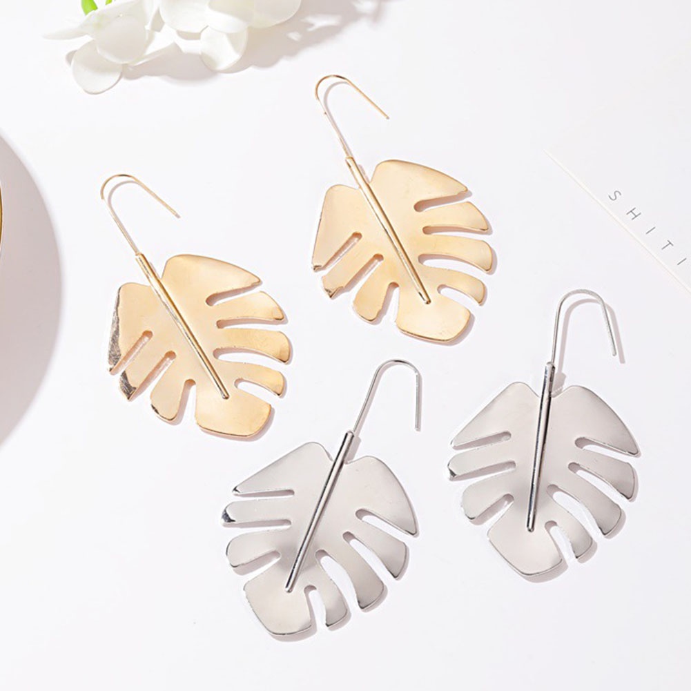 Hu Hu Hu Hu Hu Alat Bantu Pasang Kacamata♡ Anting Kait Gantung Wanita Bahan Alloy Desain Daun Hollow Untuk Hadiah
