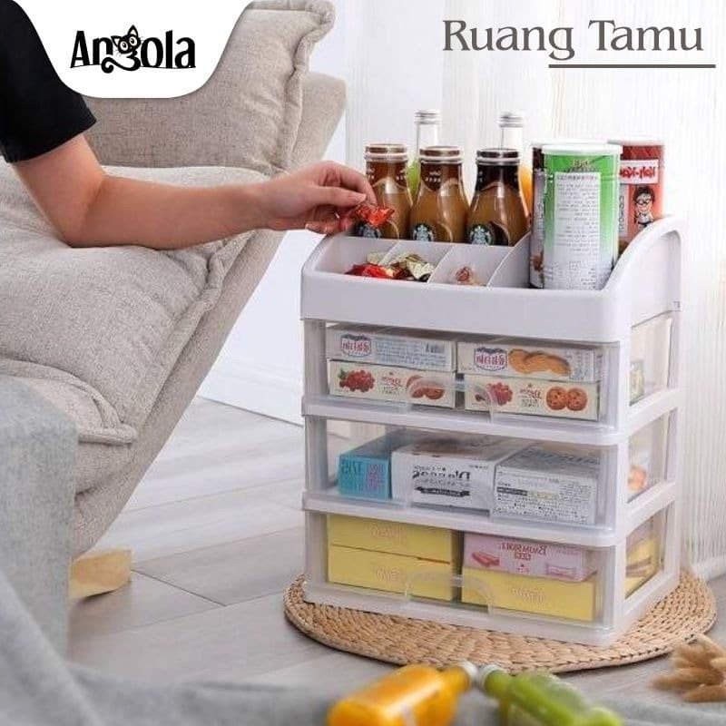 Rak Kosmetik 3 Laci Tempat Susun Plastik Multifungsi Serbaguna