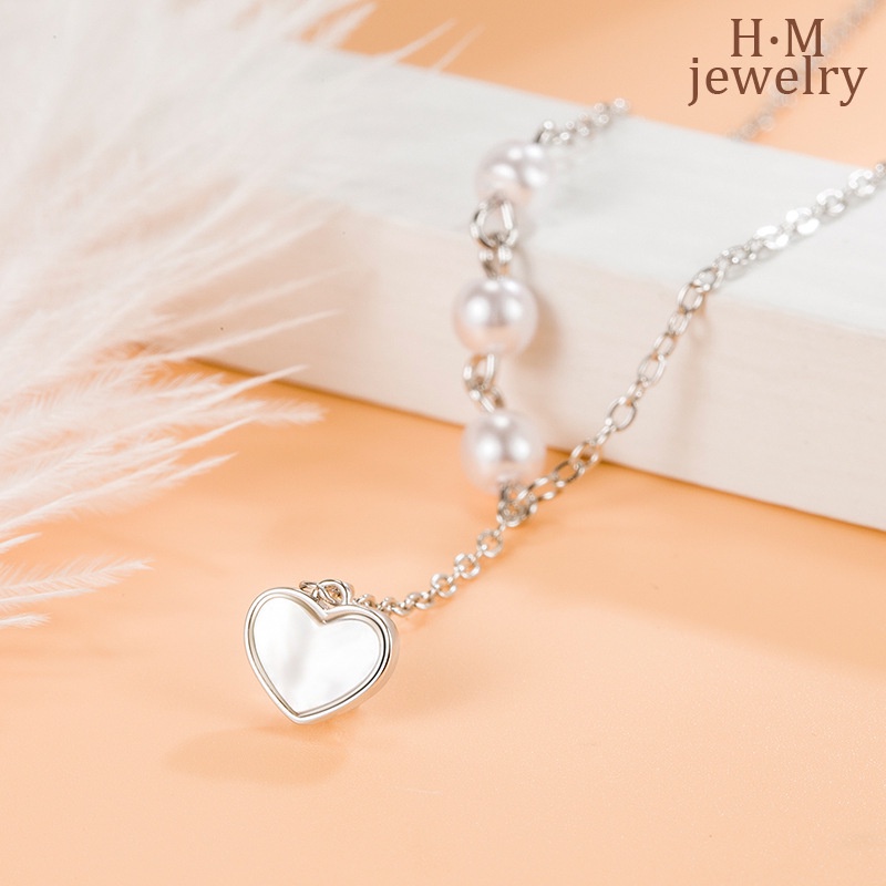 Kalung Mutiara Bentuk Hati Gaya Elegan Untuk Aksesoris